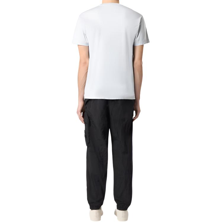 STONE ISLAND Logo Rundhals Kurzarm T-Shirt Herren Tops Himmelblau K1S1521000-39S0013-V0041