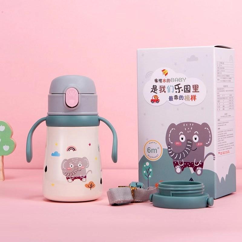 Cute Cartoon Kids Insulated Water Bottle With Soft Straw For School And Outdoor Use