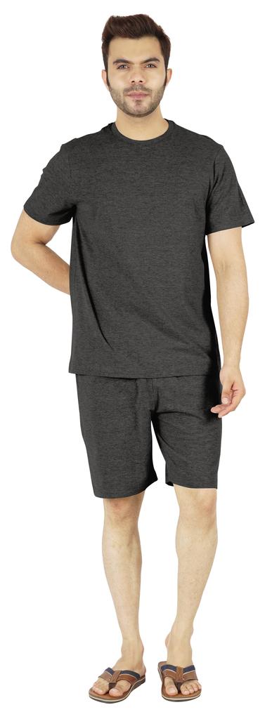 Inkmeso Solides Baumwoll-2-teiliges Nachtwäsche-Set Sommer-Shorts und T-Shirt-Set für Herren Schlafbekleidung Klassischer Pyjama