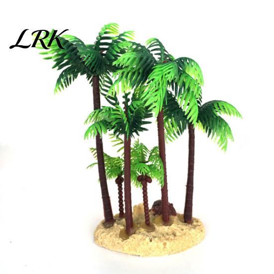 Realistic Aquarium Plants Artificial Plants, Miniature Plastic Coconut Trees, Safe Fish Tank Landscape Accessories for Betta Shrimp Turtles