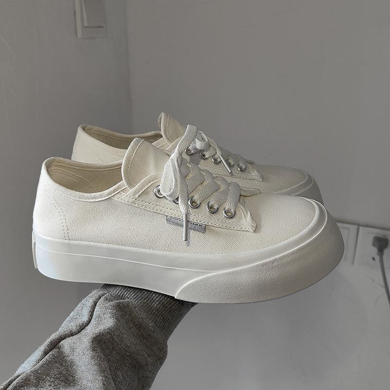 

Парусиновые туфли женские осенние новые туфли на платформе с большой головой однотонные студенческие повседневные универсальные нескользящие трендовые туфли для сноуборда 40 белый