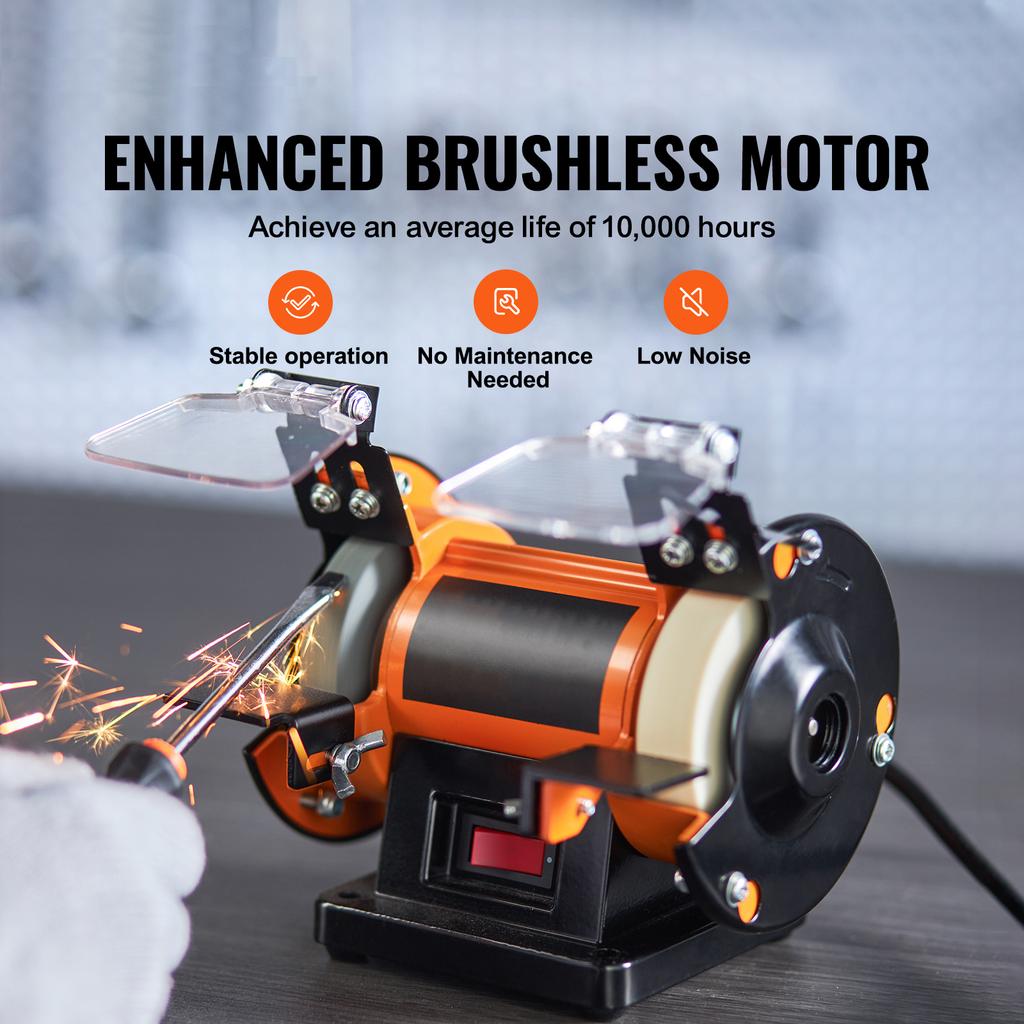 SucceBuy 3in Jewelry Polisher Buffer Brushless Adjustable Speed Mini Multi-purpose Bench Grinder Polishing Machine for Gemstones