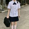 Thai JK Basic Short-Sleeved Uniform Square Neck Shirt - Milk White
