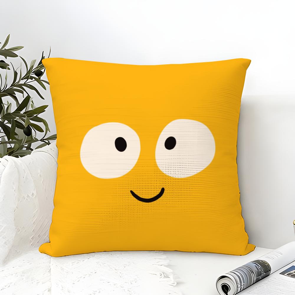Dopamine Smile Pillow Case Cotton Linen Fabric Square Zipper Pillowcase Home Decorative Living Room