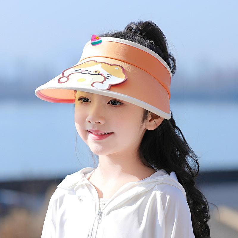 

Summer Kids Sun Hat With Large Brim For Girls And Boys Outdoor Sun Protection помаранчевий
