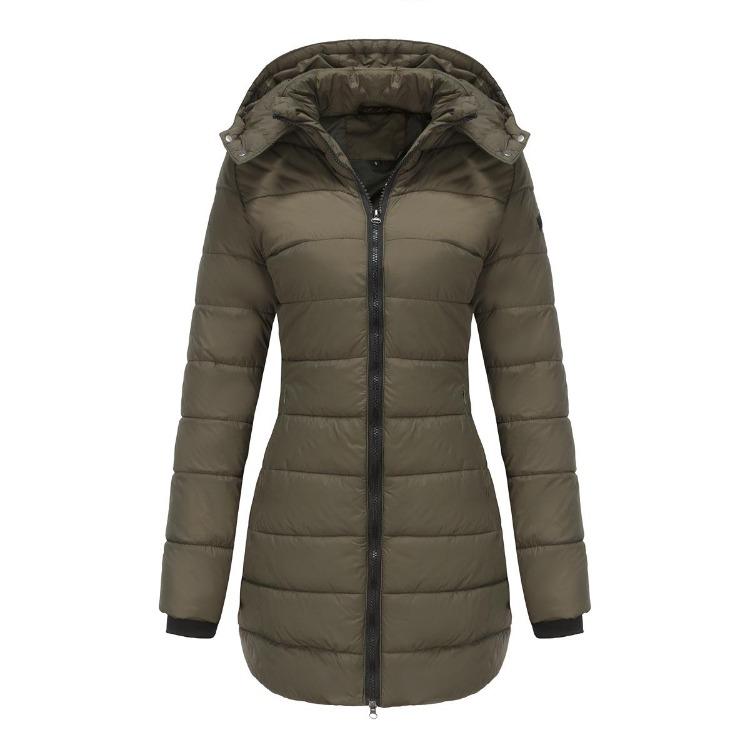 Casual Women Long Sleeve Solid Color Fashion Jacket Print Winter Down Outerwear