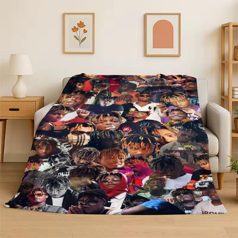 Retro Juice WRLD 999 Legend Rapper Star Flannel Blanket Soft Warm Throw Blanket for Bedroom Living Room Bed Travel Camping