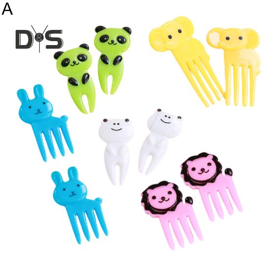 10 Stück zufällige Farbe, wiederverwendbar, langlebig, niedliches Tier-Fruchtstäbchen