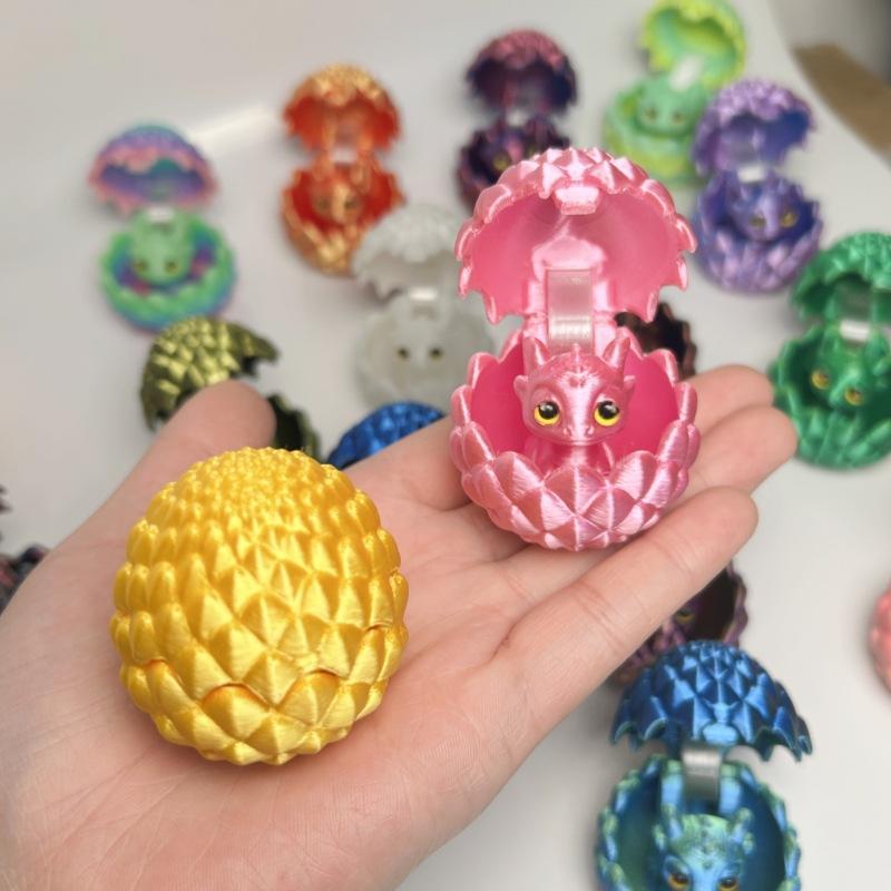New 3D Printing Flip Cover Cute Little Dragon+Dragon Egg Set Simulation Dragon Egg Toy Model Desktop Ornament Kids Birthday Gift