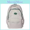 Nylon Student Bookbag With Grid Design And Letter Decoration For Daily Use For Girls And Boys