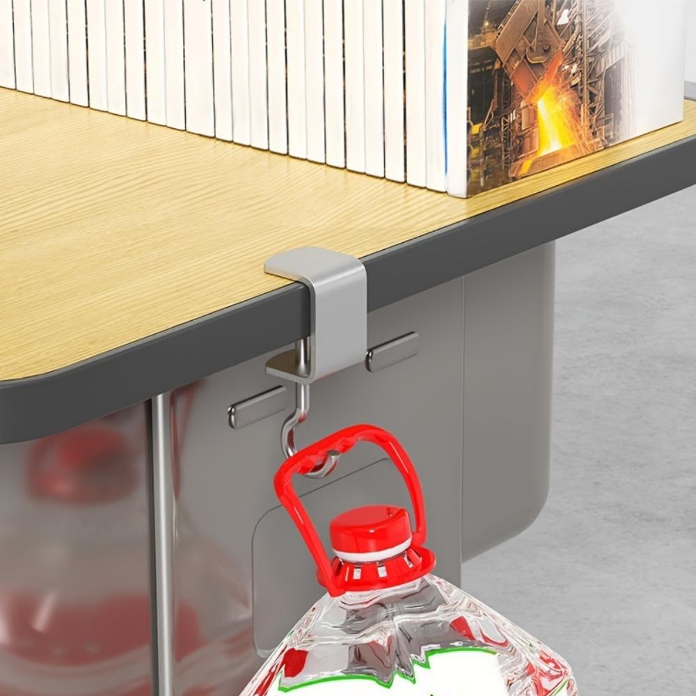 2pcs 360° Rotatable Steel Table Hooks - Detachable, Non-Destructive Installation for Office Desks, School Dormitories
