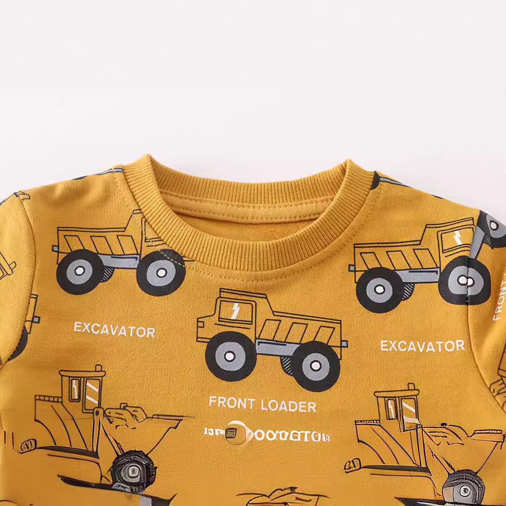 Children's Cartoon Cotton Long Sleeve Sweatshirt - Boys' Autumn Wear, Round Neck, New Casual Design.