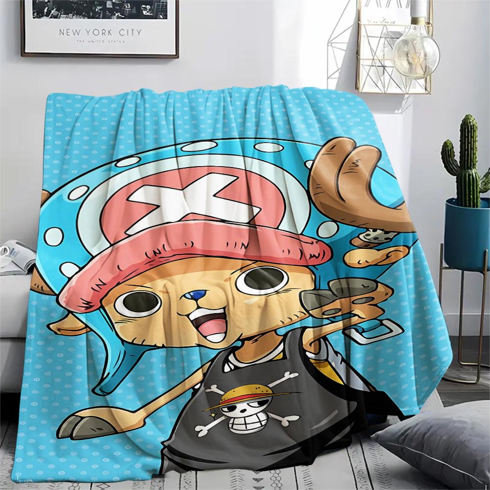 One Piece Charakter Print Flaneldecke, Hohe Qualität, Bequem für alle Jahreszeiten, Heimdekoration, Wärme und Komfort, Perfekt für Weihnachtsgeschenke