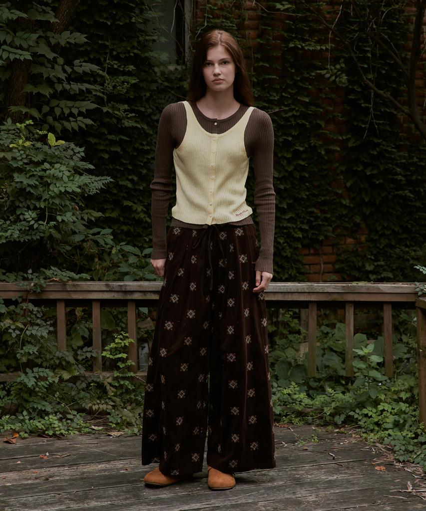Seutyudioaenpaleukeu Ethnic Corduroy Wide Pants_Brown