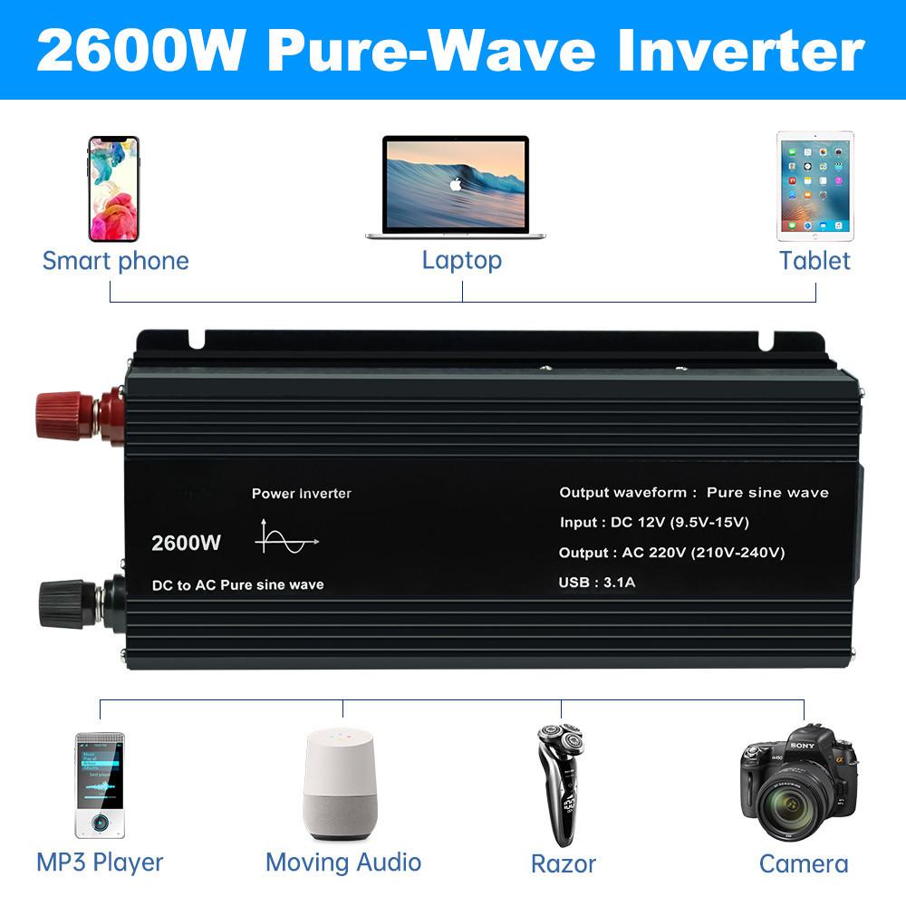 Pure Sine Wave Universal Socket Inversor Outdoor Travel High Power Converter Portable Power Inverter