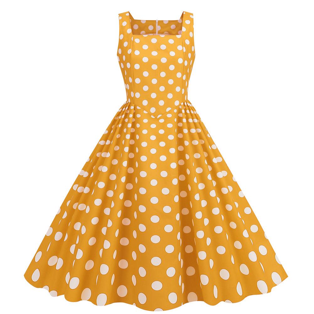 

2023 Polka Dot Retro Swing Dress - Slimming, Fashionable Sling Design Extra Large