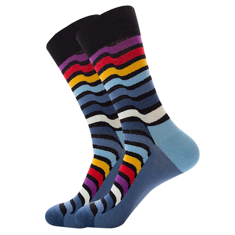 Socks Men's Latest Design Middle Tube Socks Autumn Socks Quality Business Geometric Lattice Colorful Mens Cotton Socks