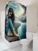 Rideau de douche imperméable Femme sereine au bord de la mer
