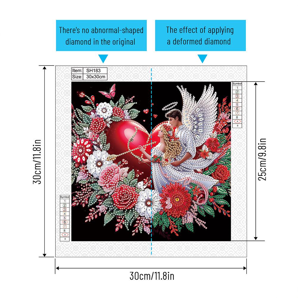 5D DIY Partial Special Shaped Drill Diamond Painting Kit Love Heart Decor30x30cm