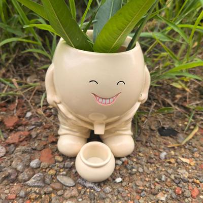Smiling Face Planter Pot Resin Cartoon Head Flowerpot Indoor Outdoor