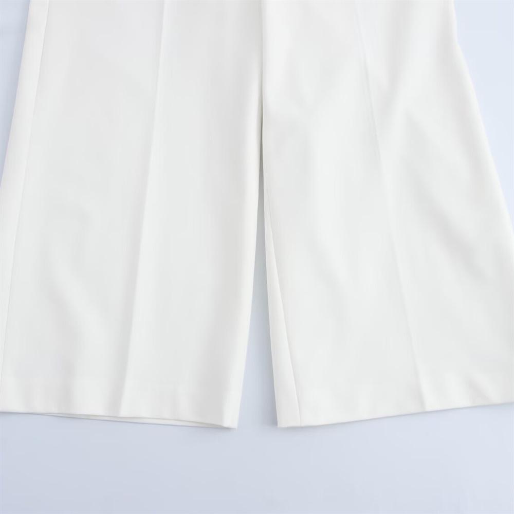 2025 Spring Women's Slim Fit Vest & High Waist Wide-Leg Pants Set with Flap Detail