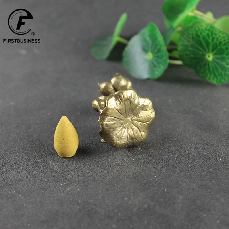 Antique Copper Lotus Flower Goldfish Figurines Miniatures Small Ornament Creative Vintage Brass Censer Home Decor Incense Burner