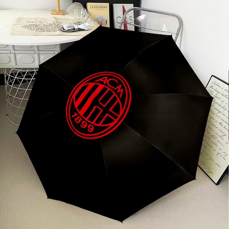 1PC Milan Football club Printed Umbrella Folding umbrella, automatic umbrella 8-Frame for Travel, camping Fan gifts Christmas Gifts