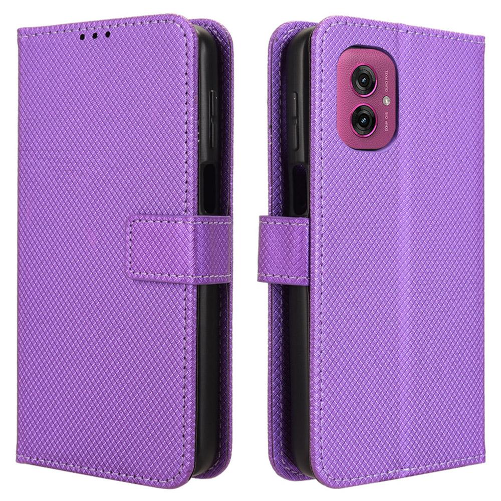 Para Capa Motorola Moto G55 5G Couro PU Textura Diamante Carteira Capa de Telefone