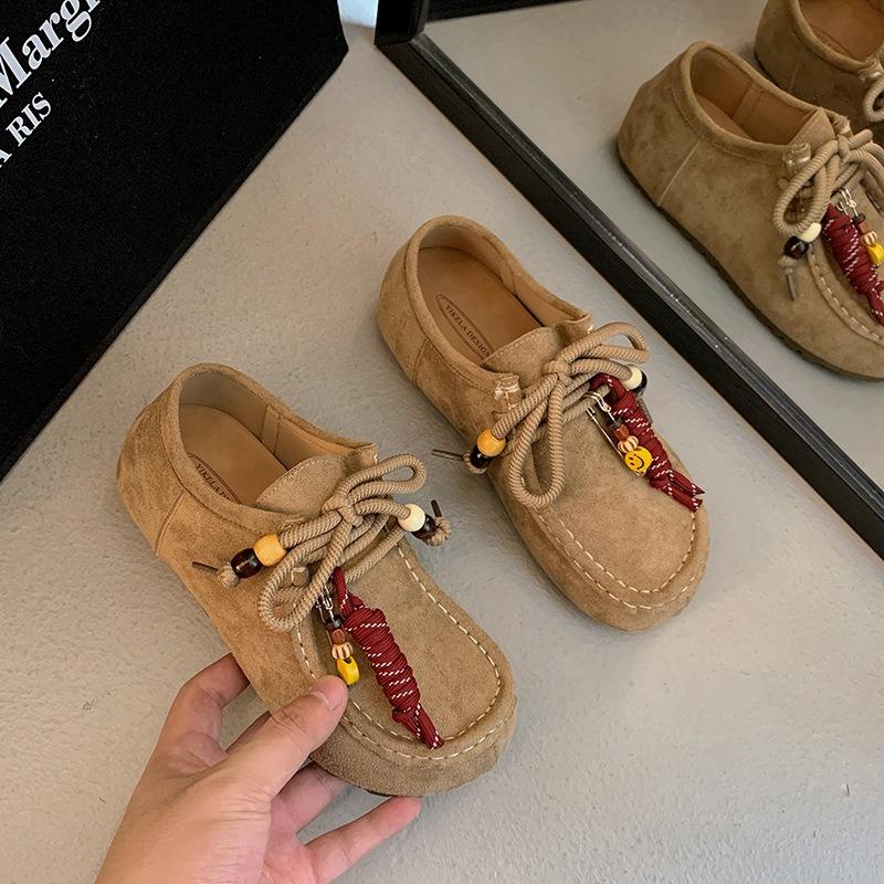 Pelz Retro Einzelne Schuhe Damen Flache Beanie Schuhe Herbst Neu Runde Zehe Schwangere Frauen