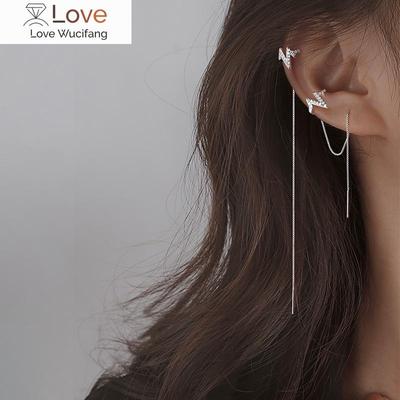 Bling S925 Silver Letter N Initial V Zircon Long Tassels Earrings for Women Fine Jewelry Long Drop Earrings Girl's Birthday Gift