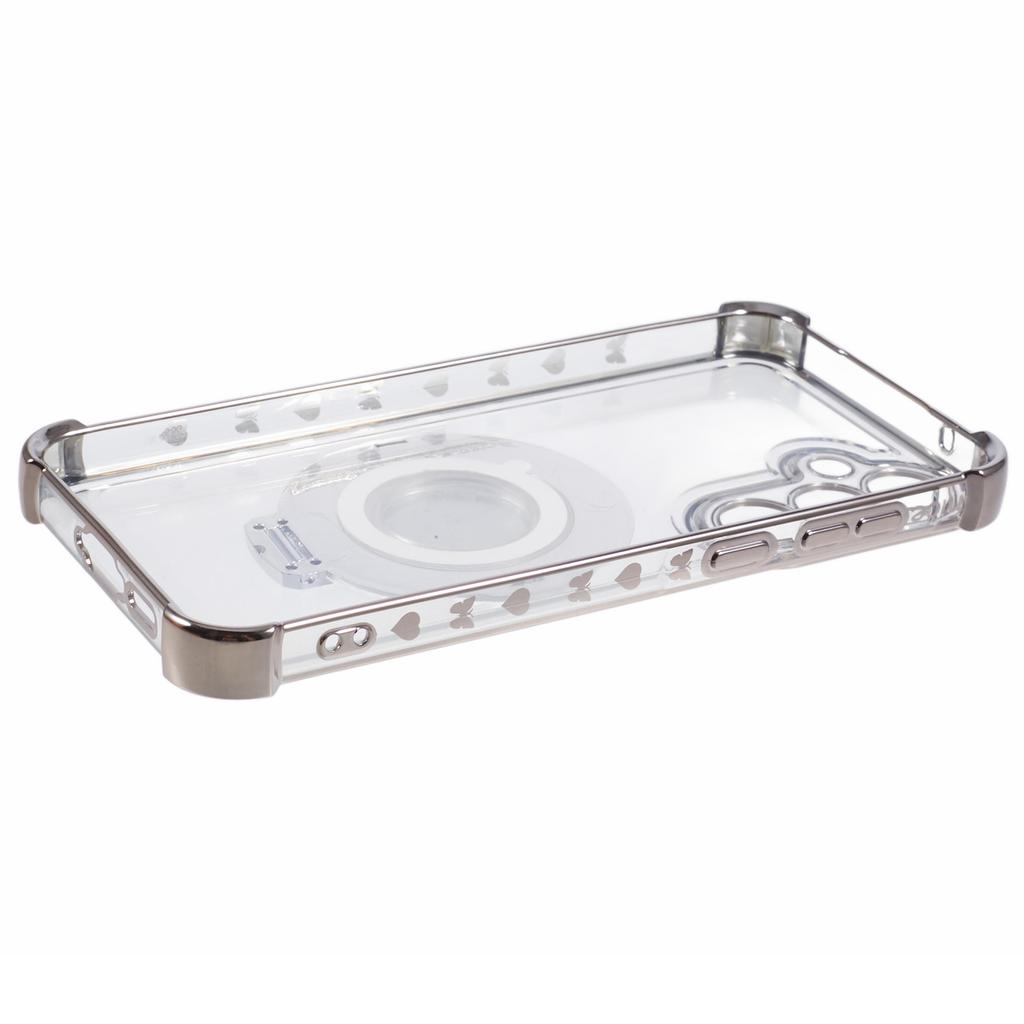 For Samsung Galaxy A35 5G Side Hjerte Mønster Etui Støtteben TPU Telefondeksel med Speil