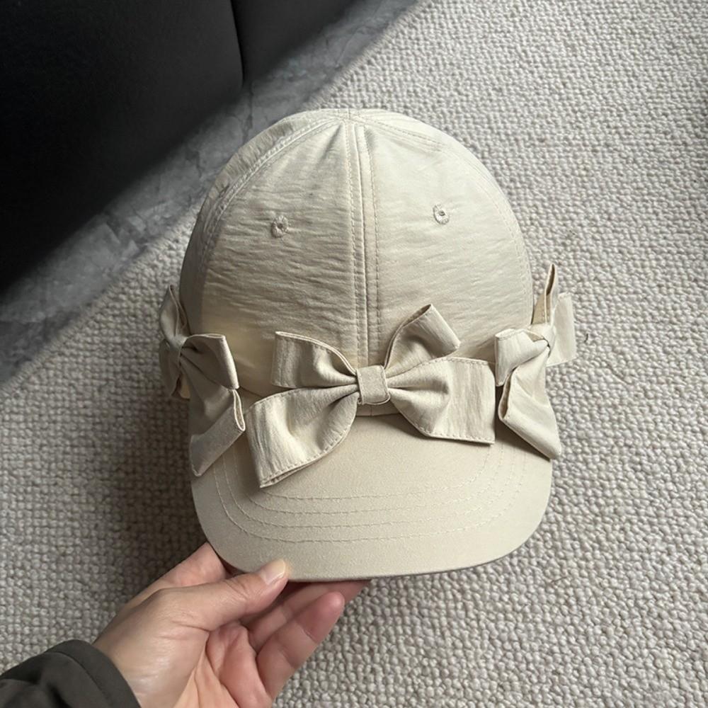 New Lightweight Bowknot Baseball Caps Solid Color Adjustable Duck Tongue Cap Breathable Sun Protection Hat Outdoor