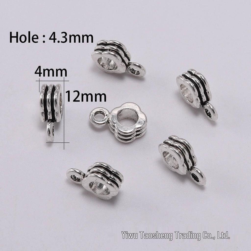 DIY Jewelry Accessories: Large Hole Antique Silver Spacer Beads for Pandora Bracelets and Three-Way Necklaces - Set of 20.