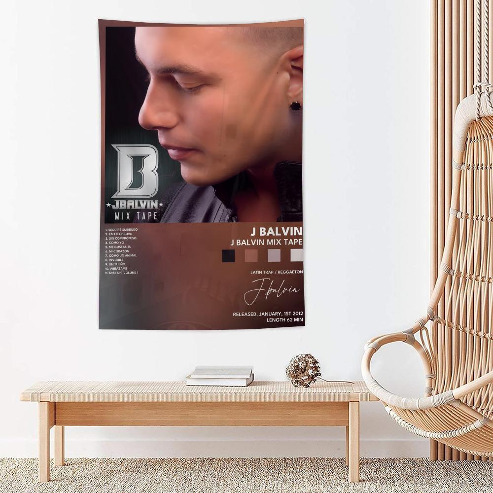 Popular Singer J Bbalvin Tapestry Microfiber Wall Hanging For Bedroom Living Room Decor Outdoor Festival Garden Bar Background