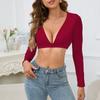 Autumn and Winter New Top Women's Long -sleeved Slim -fitting V -neck Sexy Top