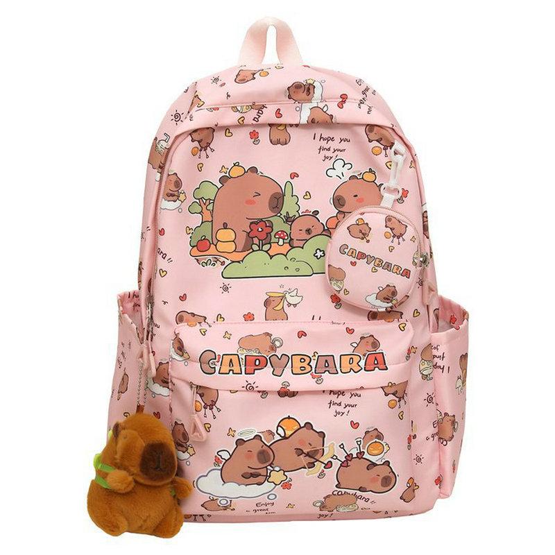 Leuke Capibara Rugzak voor Meisjes Jongens Student Tiener Kinderrugzak Vrouwen Leuke Casual Schooltassen Kinderen Verjaardagscadeau Speelgoed roze