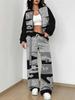 Splicing Autumn And Winter New European And American Women'S Clothing Retro Pattern Printing Suit Women