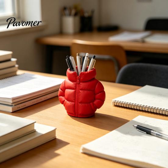 Mini Down Jacket Pen Holder Rainbow Coat Holder, 3D Printed Puffer Desk Organizer, Creative Storage for Stationery And Brushes Gel