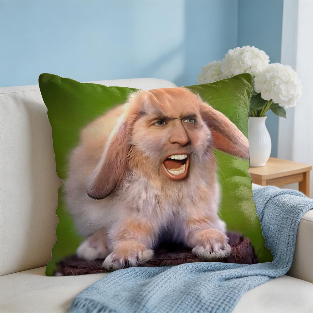 Nordic Style Nicolas Cage Rabbit Cushion Cover Square Pillow Bedroom Sofa Leisure Comfort Living Room Home Decoration X