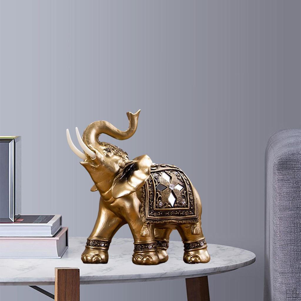 Statue Golden Sculpture Resin Feng Shui Figurine for Car Shelf Cafe Shopwindow Decor