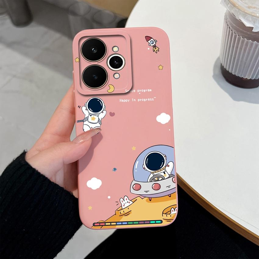 For Realme 15 C71 C73 C33 C35 Note 70 70T C21Y C25s 15T 15X Phone Covers Cute Moon Astronaut Patterns Liquid Silicone Dustproof Shell For Realme Cases