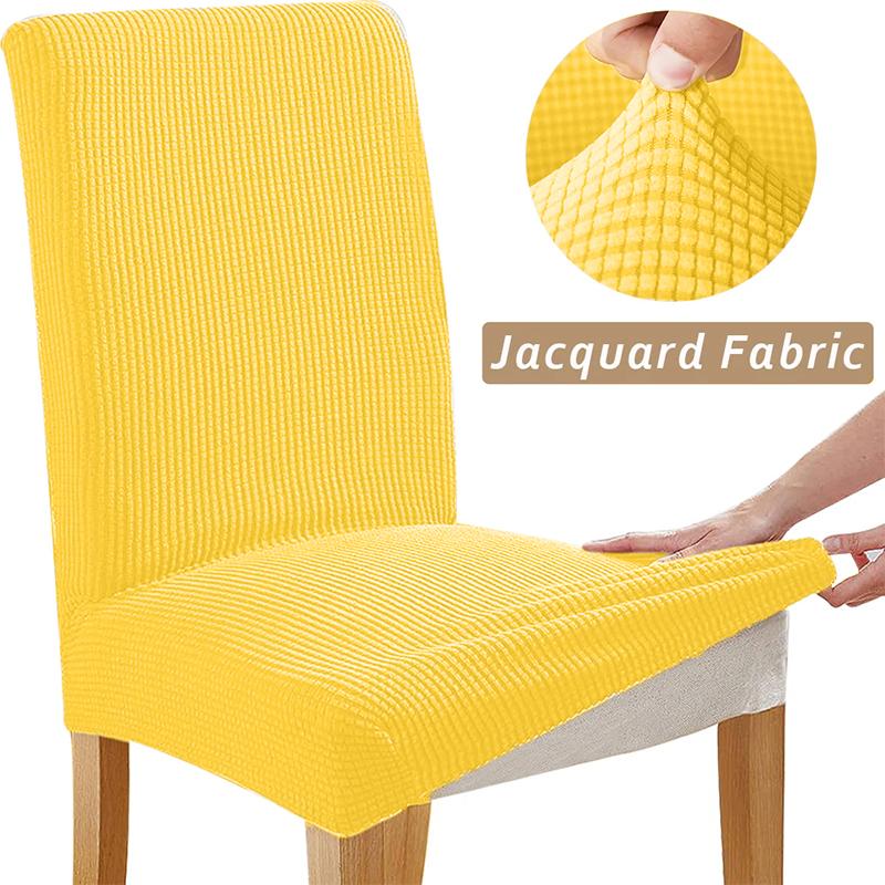 Corn Kernel Textured Stretch Fabric Chair Cover With Back Long Dining Room Seat Protector For Wedding Hotel Banquet