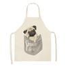 Aprons Cute Dog Printed Cotton Linen Kitchen Apron