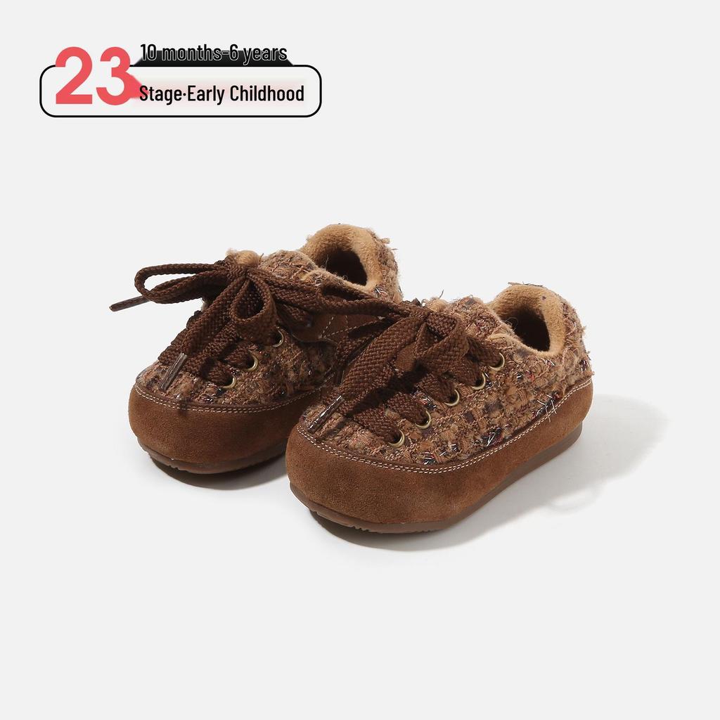 Girls' Winter Knit Toddler Shoes - Cozy Velvet Lined Casual Shoes