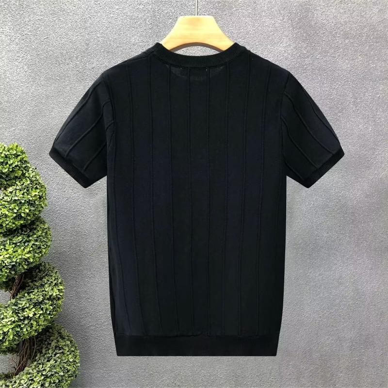 Men S Ice Silk Knit Short Sleeve T Shirt Casual Summer