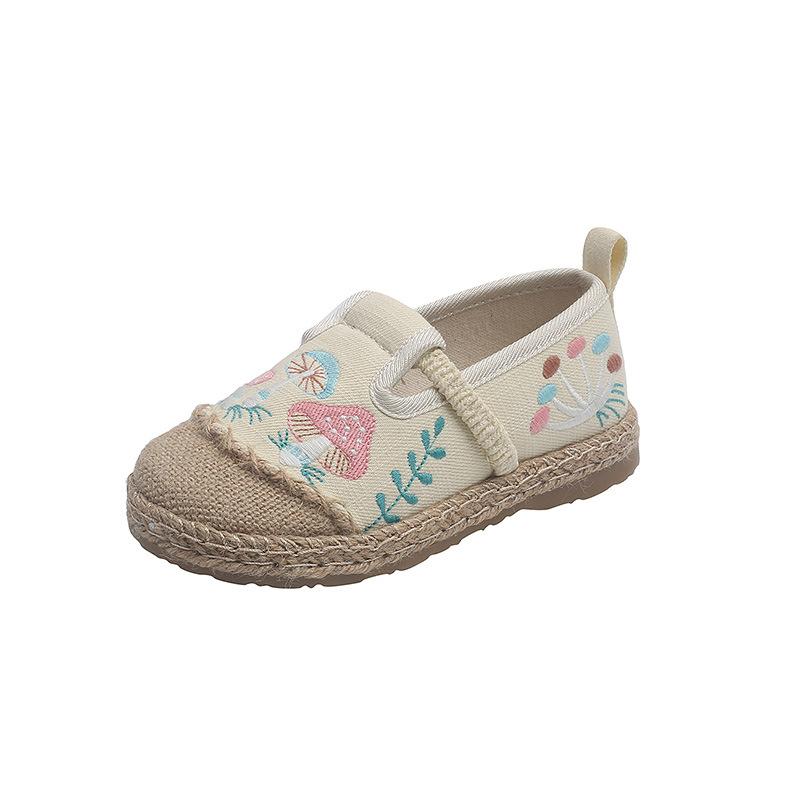 Girls' Hanfu Shoes Fashion Cute Kids Princess Embroidered Flat Shoes Student Ethnic Ancient Style Children Causal Cloth Shoes