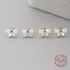 925 Sterling Silver Vintage Bowknot Dazzling Clear CZ Stud Earrings For Women Retro Fine Jewelry Accessories