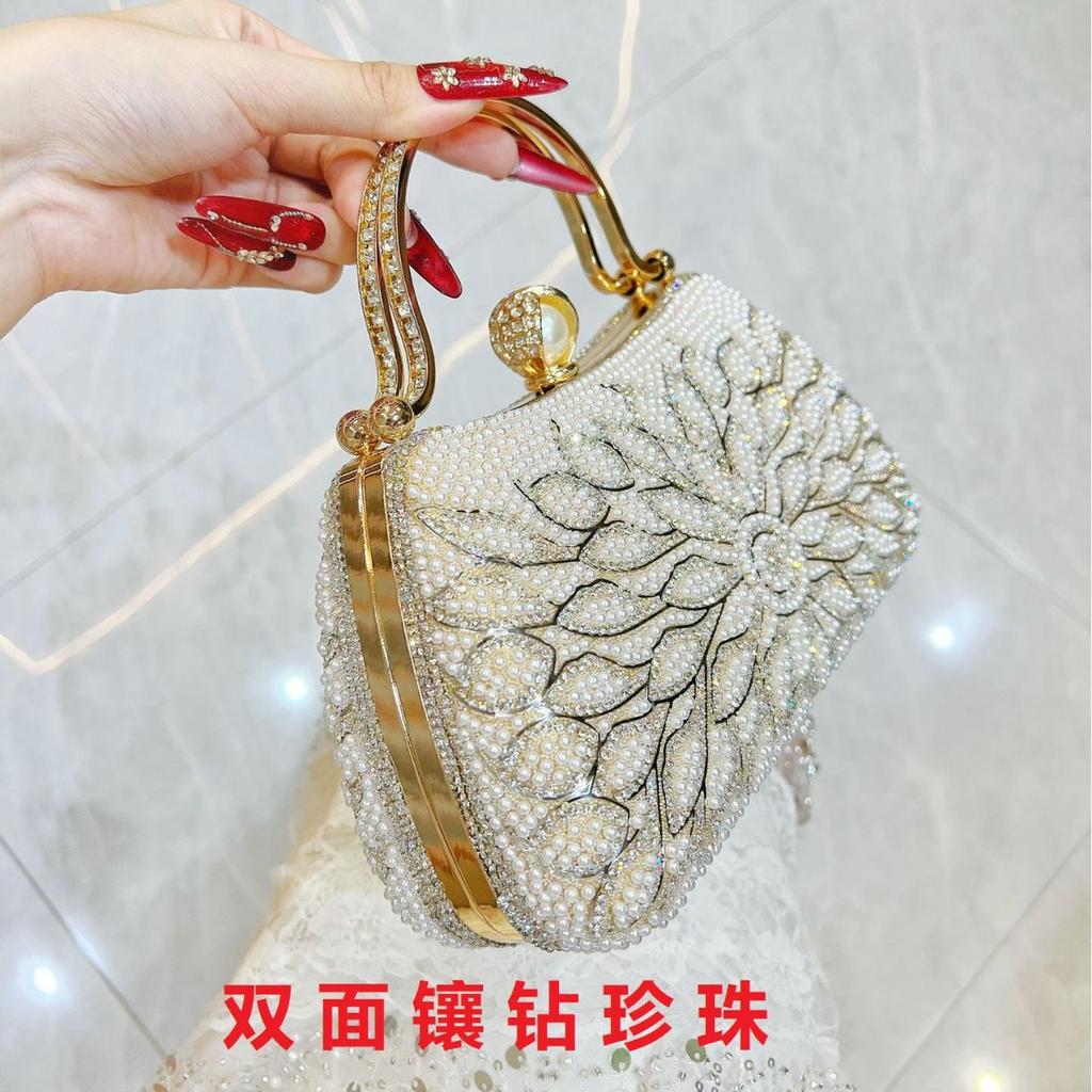 Borsa a pochette con perle e paillettes alla moda, Borsa a tracolla, Borsa da sera formale, Borsa da donna