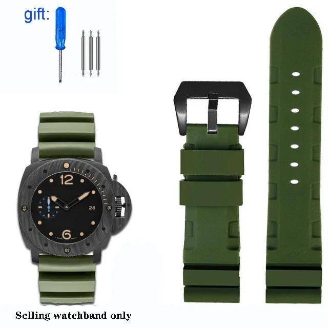 

Черный Синий Зеленый Оранжевый ремешок для часов Силиконовый Резиновый ремешок для часов мужской 22 мм 24 мм Для Panerai 111 441 386 Спортивный Мягкий ремешок Бесплатные инструменты 22mm