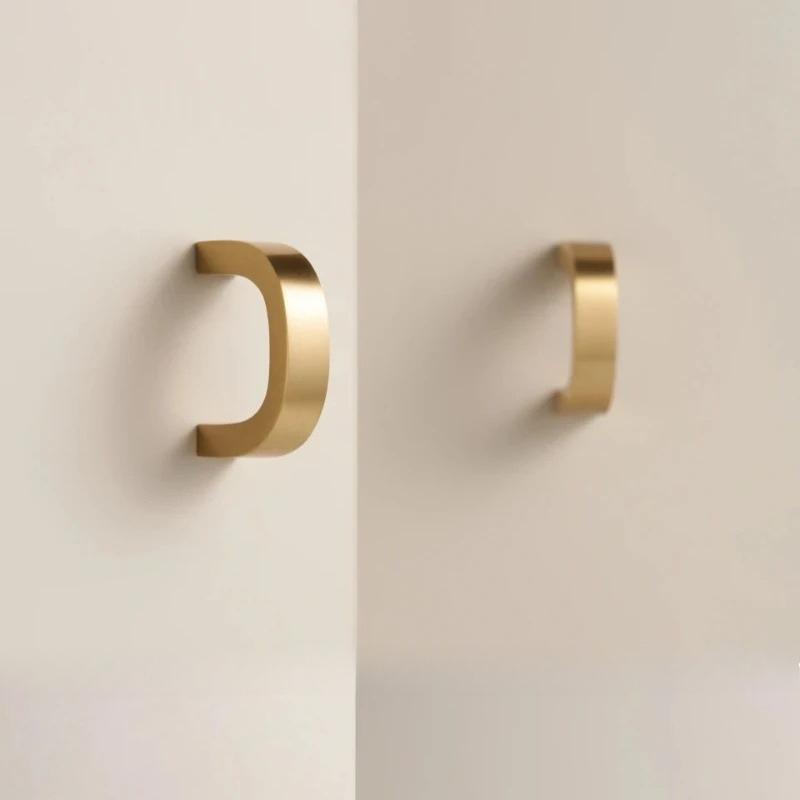 Italian Minimalist Solid Brass Furniture Handles Golden Handles for Wardrobe and Drawer Hardware Fitting Kitchen Cabinet Handles 2